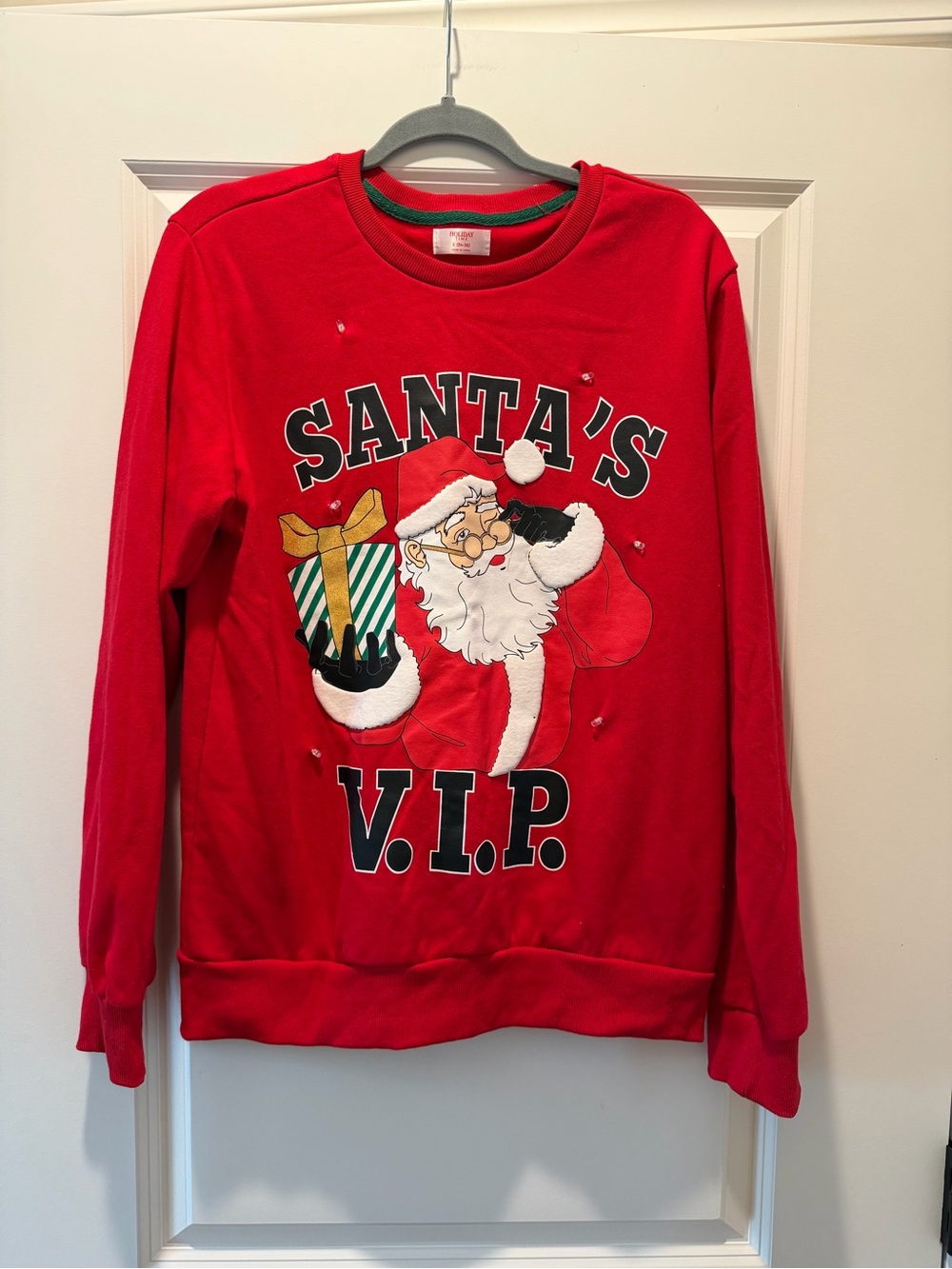 Holiday Time Red Santa's V.I.P. Crewneck Sweatshirt